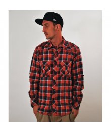 DZT Military Button Up Shirt, Blue/Red